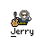A 4x3 contact sheet of a pixel art animated buddy icon featuring Jerry Garcia with a guitar and Grateful Dead skull logo, showing frame-by-frame animation changes across 12 sampled frames.