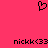 A static pixel art icon with a bright pink background, featuring a black heart-shaped symbol at the top and two identical text strings below.