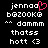 Pixelated text and symbols on black background with one frame showing a pink heart over 'jennao' in white pixel font.