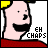 Pixelated cartoon head with yellow hair, red collar, and black mustache; text 'CH CHAPS' in red and black below. Head expression shifts from neutral to smiling across frames.