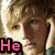 Four- of a person with light brown hair in various poses, overlaid with pink text reading "He Stole myHeart <3"