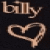 Pixelated icon with light brown text 'billy' above a heart-shaped loop on dark background.