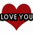 A red heart split into two pieces with text overlays: 'LOVE YOU' on the left and 'hate you' on the right.