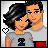 Pixelated cartoon-style icon of two people in close embrace with a heart symbol, wearing casual clothing against a light background.