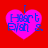Four identical pink heart-shaped icons with blue text on a red background, each displaying "I Heart Eish S." in a pixelated font.