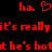 Red pixelated text and a heart symbol on a black background, with repeated phrases and a heart icon between two 'ha.' lines.