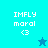 Pixelated text 'IMFLY moral <3' on cyan and blue backgrounds with a star symbol in two states.