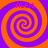 Four identical spiral patterns arranged in a , each with orange and purple colors and the text "ALEX" at the top