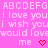 Pixelated text on a pink background with repeated phrases and red heart symbols.
