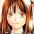 A pixelated anime-style character with long brown hair and red eyes on the left, next to a black background with white text reading "Anime IM" and a stylized signature below it.