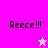 Pixelated text 'Reece!!!' on pink and white background with a star symbol.