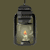 Animated lantern icon with flickering flame inside glass enclosure, dark metal frame, and hanging loop at top.