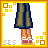 A 3x3 contact sheet of pixel art frames showing a character's lower body, torso, and head in various poses with repeated text "Shannon" on the bottom rows.