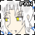 Pixelated anime-style character with light gray hair and yellow eyes, four identical showing slight variations in facial expression and text color