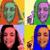 Four pixelated character portraits arranged in a 2x2 grid, each with distinct color schemes and backgrounds.