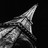 A grayscale pixelated image of a stylized aircraft with motion blur effects against a black background.
