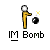 Static pixel art icon showing a yellow stick figure holding a black bomb with a lit fuse, below which is text reading "IM Bomb" in blocky font.