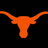 Pixelated orange longhorn silhouette on black background with wide curved horns extending horizontally.