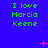 Blue background with green text reading "I love Marcia Keene" repeated in a , pink plus and X symbols scattered across the image