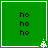 Green square with three 'ho' text lines and a white pixelated tree in the bottom-right corner, displayed as four identical