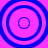 Four blue concentric circles on a bright pink background, arranged in a with no visible animation changes