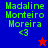 Pixelated green text 'Madaline Monteiro Moreira' with '<3' and a star symbol on blue, purple, red backgrounds.