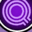 Purple circular icon with concentric rings and a stylized 'Q' shape on the left side, surrounded by white and black borders.