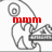 Pixelated grayscale cartoon character with spiral hair and red text overlay, showing animation change in the overlaid text.