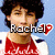 A pixelated image of a person in a red and white shirt with a blue background, featuring text and a heart symbol.