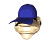 A static image of a cartoon head wearing a blue cap with no visible text or additional elements.