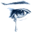 Static 48x48 pixel icon depicting a stylized blue whale with white underbelly and eye, positioned beneath a horizontal wave-like shape on plain background.