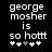 Pixelated text reads 'george moshers is so hatt' with five star symbols below, two white stars on the left and right flanking a central gray star.