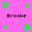 Green star-shaped icons on a pink background with the text 'Brooke' repeated in black pixelated font.