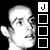 Black-and-white of four and five showing a person's face with changing symbols in adjacent squares