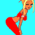 Animated contact sheet showing four frames of a cartoon woman in red lingerie performing a bent-over pose with text reading "I love my Bums" on a cyan background.