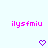 Pixelated pink text 'ilystmiu' appears above three purple heart icons on a light blue background, with the hearts changing shape across frames.