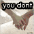 six pixelated images with text overlays showing hands, hearts, stick figures, and silhouettes in various colors