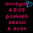 Pixelated text and a blue heart symbol on black background, with pink text reading iloveyou 4.5.08 pookies keewii 4 ever.