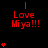 Red text 'Love Miya!!!' and red heart symbols on a black background with gray corner, animated in repeating cycles.