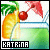 Pixelated image of a drink with a lemon slice, cherry, and green leaf garnish in a glass with green liquid, labeled 'KATRINA' at the bottom.