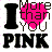 Pixelated graphic with black text and a pink heart symbol on white background, reading "I love you PINK" in blocky font.