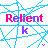Animated contact sheet of a Relient K icon with repeating text and heart symbols on a blue grid background, showing frame-to-frame animation changes in heart positions.