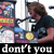 A 4-frame animated contact sheet showing a person in a black shirt with long hair interacting with a gumball machine, accompanied by text that reads "don't you dare hang up this phone" across the frames.
