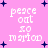 Pixelated text 'peace oat xo nartod' on pink background with dark blue stars, repeated in four quadrants.