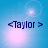 Four- of blue backgrounds with pink light effects and dark blue '<Taylor >' text in each
