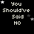 Pixelated text "You Should've Said NO" on black background with scattered stars, varying star positions across frames.