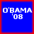Four identical blue square icons with white text 'O'BAMA '08' on red background
