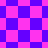 A static image displays a pattern of alternating pink and purple squares in a with some squares rotated into diamond shapes