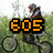 Pixelated image of a person riding a bicycle with large orange '605' text overlaid on the foreground.