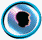 Animated circular icon with blue border showing eye-like shapes transitioning between open, closed, and text-filled states.